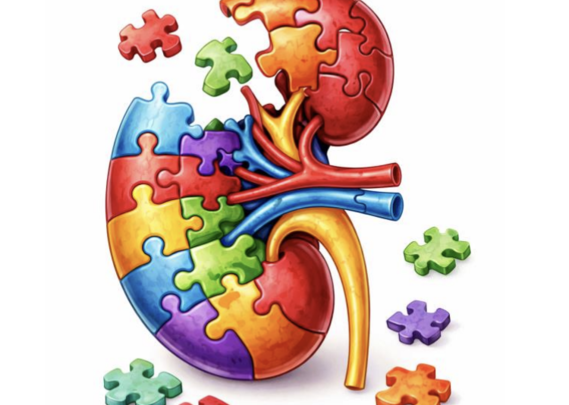 En illustrert nyre med puslespill.