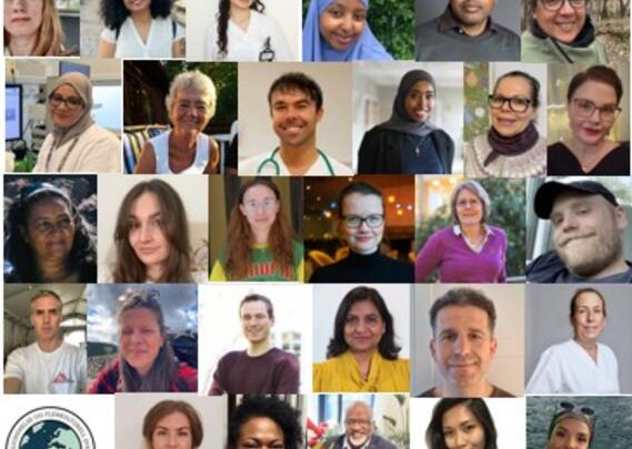 Bildekollage av mangfold blant medlemmer i Migrasjonshelse og flerkulturell sykepleie NSF