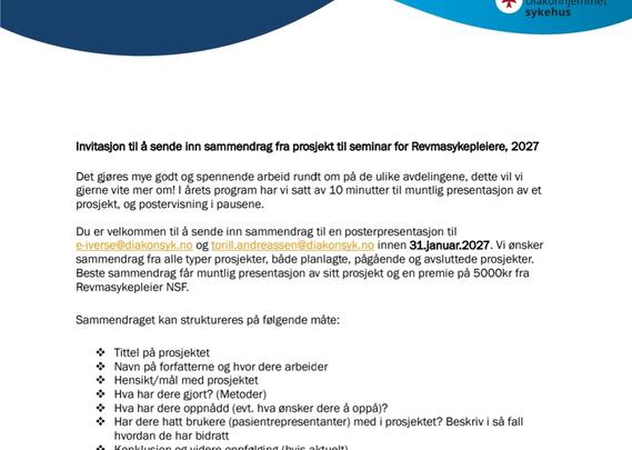 Invitasjon til å sende inn sammendrag fra prosjekt