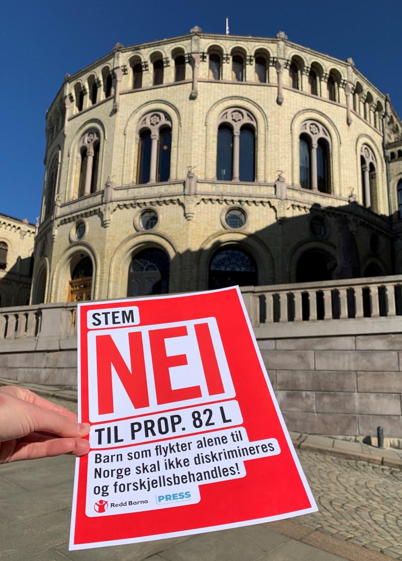 Forside av brev til Stortinget: Nei til prop. 82 L