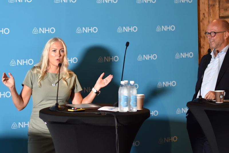 Lill Sverresdatter Larsen og Ole Erik Almid, administrerende direktør i NHO