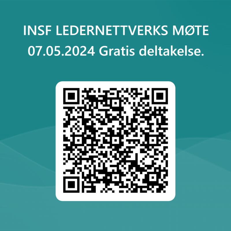 INSF Ledernettverk er for deg som er leder og medlem i INSF. Meld deg på møte via QR.