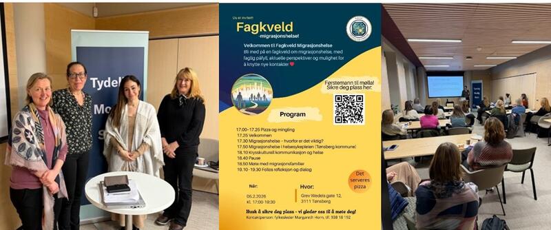 Bilder og program fra fagkveld migrasjonshelse på fylkeskontoret til NSF Vestfold