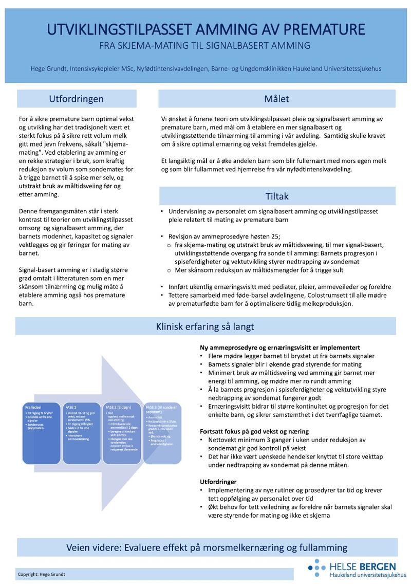 Utviklingstilpasset amming av premature