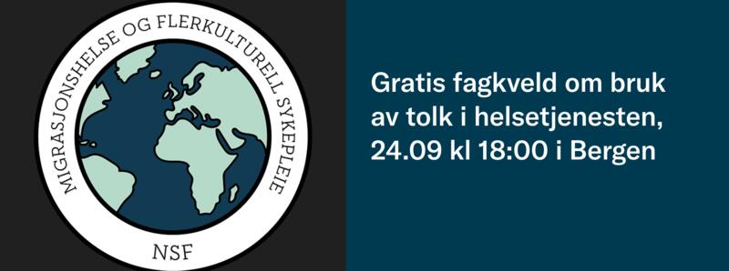 Promo om gratis fagkveld om tolk i helsetjenesten i Bergen 24.september